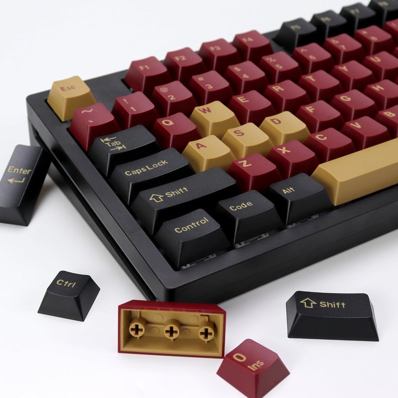 KBDiy 174 Keys Clone Red Samurai Key Caps PBT Double Shot Custom Keycap Set,Keycaps 60 Percent,Cherry Profile Keycaps for GK61/64/68/84/87/100/104/108 Mechanical Keyboard - Image 1